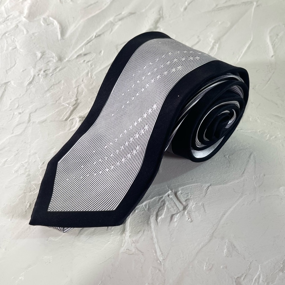 *Puritan Men's Black & Silver 100% Silk Necktie